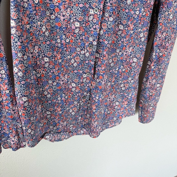 J. Crew Liberty Kayoko Floral Slim Perfect Shirt Deep Blue Multi Casual 0 - Picture 5 of 13